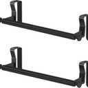 Over Cabinet Towel Holder, Stainless Steel Over The Cabinet Towel Rack Bars for Kitchen Cabinet Doors, Dish Towel Holder with Hooks, 2 Pack (Black)