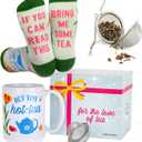 Women Gifts Set - Tea Gifts - Tea Gift Set - Includes: Tea Infuser, Novelty Socks for Women, Tea Cup for Loose Tea, Tea Gift Box - Christmas Gifts for Women - Crazy Socks for Women