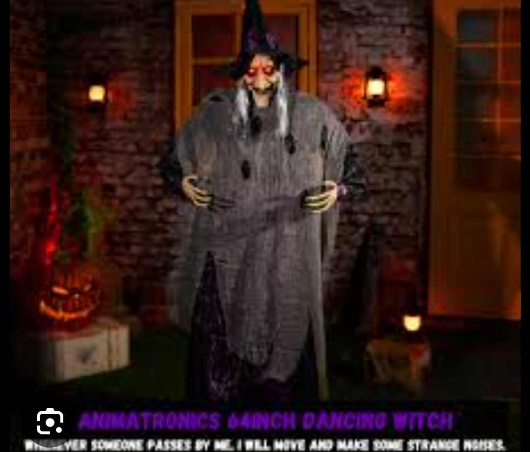 ELAMAS Animatronics 64 inch Dancing Witch Halloween Decorations - Sound Activated with Creepy Sound, Spooky Move, Light Up Eyes, Haunted House Scary Decor Horror Prop for Indoor, Outdoor, Yard Lawn