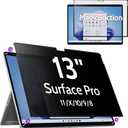 Privacy Screen for 13 Inch Surface Pro 11/10/9/8/X, MagicSuction Removable Anti Spy Black Protector, Glare Blue Light Filter for Microsoft Laptop Computer Monitor
