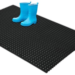 jxgzyy Commercial Rubber Floor Mat, 3 x 5 Anti Fatigue Non-Slip Drainage Mat for Entrance, Restaurant, Industrial Pool, Bar, Garden, Wet Areas, Black