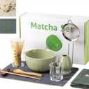 Matcha Whisk Set,10pcs Green Matcha Set for Ceremony,Matcha Whiskey and Rack,Ceramic Bowl,Spoon,Rack,Tea Sieve,Measuring Cup,Tea Scoop,Tea Towels and Mat,Tea Making Tools Gift for Matcha Lovers