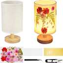 Dried Flowers Table LampHandmade DIY Pressed Nature Flowers Lamp for Bedroom Living Room, Dorm, Home, Office Dcor(4 Colors) (Pink)
