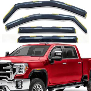 2020-2026 Smoke in-Channel Rain Guards Window Visors Compatible with Chevy Silverado/GMC Sierra 2500HD 3500HD Crew Cab, Window Deflectors Vent Deflector Sun Shade Pickup Truck Accessories