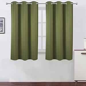 LEMOMO Oilve Green Blackout Curtains 38 x 54 Inch Length/Set of 2 Curtain Panels/Thermal Insulated Room Darkening Blackout Curtains LEMOMO Oilve Green Blackout Curtains 38 x 54 Inch Length/Set of 2 Curtain Panels/Thermal Insulated Room Darkening Blackout Curtains