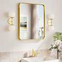 TokeShimi 16"x20" Brushed Gold Bathroom Mirror,Vanity Mirror Bathroom Wall with Tempered Glass,Modern Metal Framed Mirror with Aluminum Frame(Horizontal/Vertical)