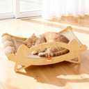 TIMIEEYA Cat Scratcher Bed, 3-in-1 Cat Scratching Pad with Hammock & Ball, Natural Sisal with Solid Wood Frame Cat Scratch Post for Indoor Cats Lounger & Sleep & Scratch