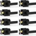 Estmoon 8 Pack Door Handles Black Interior Door Knobs, Keyless Privacy Door Levers with Lock Heavy Duty Door Handle for Bedroom Bathroom