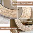 Gold Capiz Shell Round Mirror, 36'' Coastal Large Gold Mirror with Natural Capiz Seashell Frame, Decorative Circle Wall Mirrors for Living Room Mantel Bathroom Entryway,Gold, 36"L x 36"W