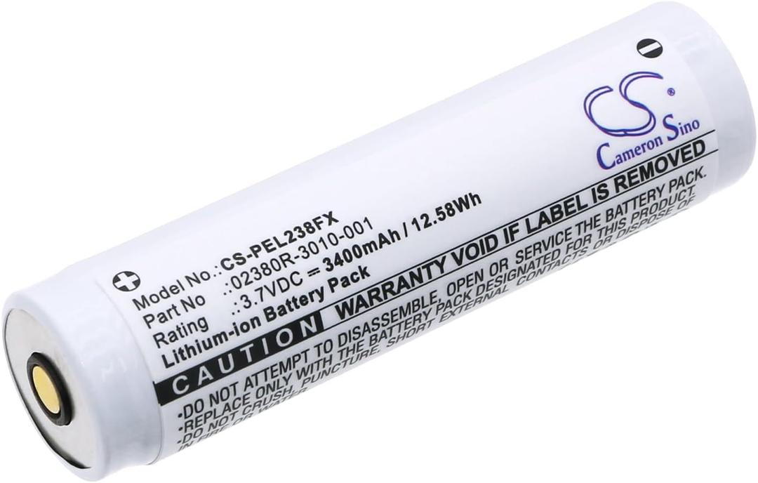 3400mAh Replacement Battery for Pelican 7600 Tactical Flashlight, 2380R, 2780R, 2780R Headlamp, 7000 LED Flashlight, 7000 Tactical, 7070R, 7600 3-Color LED, 02380R-3010-001, 02380R-3010-000E