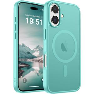 SUPFINE Magnetic for iPhone 17 Case (Compatible with MagSafe)(Military Grade Drop Protection) Translucent Matte Shockproof with Anti-Fingerprint Phone Cover 2025, Blue Green