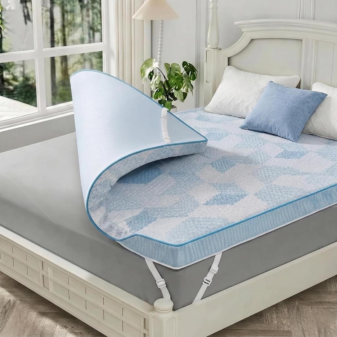 PERLECARE 3 Inch King Mattress Topper Medium Firm- Cooling Gel Foam & Memory Foam Mattress Topper for Pressure Relief, Washable & Non-Slip, Made with CertiPUR-US Certified & Oeko-Tex