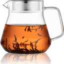 CNGLASS One-Touch Glass Teapot with Stainless Steel Filter Lid,20oz(600ml) Glear Tea Kettle Stovetop Safe,Borosilicate Glass Tea Pots for Loose Leaf Tea