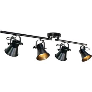 Track Lighting,37inch Track Lighting Fixtures Ceiling 4 Light Large Rustic Farmhouse Track Lights for Kitchen Bar Closet Living Room Industrial SpotLight Fixture Black Directional Rotatable Light Head