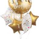 36inch Large Gold Round Foil Helium Mylar Balloons Set 8pcs For Gold Happy Birthday Party Decorations