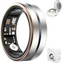 Kuinha Smart Ring for Women Men, Fitness Tracker with Health Metrics Tracking, 20 Sports Modes, IP68 Waterproof Titanium, 7-Day Battery (Gold,9#)