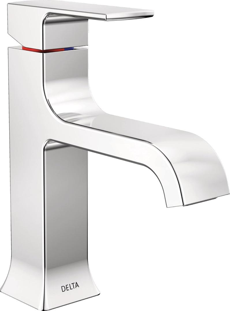Delta Velum Chrome Bathroom Faucet 1 Hole, Single Hole Bathroom Sink Faucet for Vanity, Metal Push-Pop Drain Assembly, Chrome 539-MPU-DST