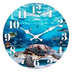 Ocean Wall Clocks Battery Operated Indoor Outdoor Decor for Living Room Pool Bedroom Bathroom Home (12 Inch, Blue)