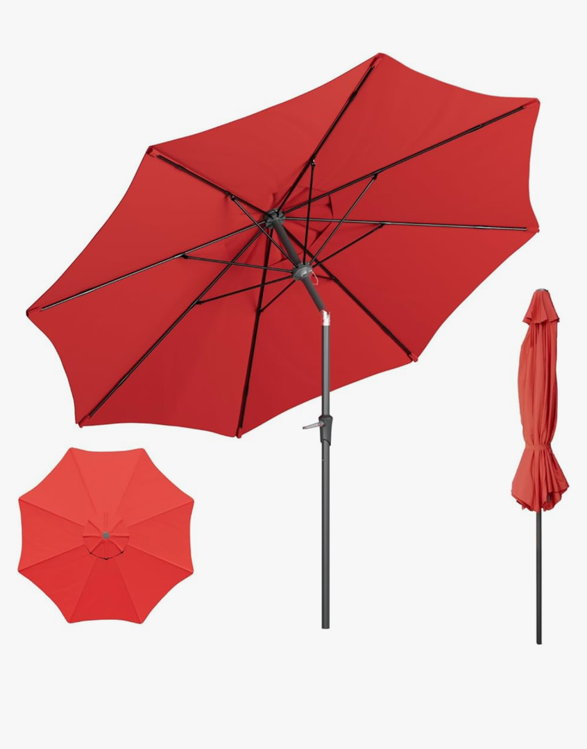 Benass 11FT Outdoor Patio Umbrella, Table Umbrella with Push Button Tilt and Crank, 8 Ribs Market Umbrella