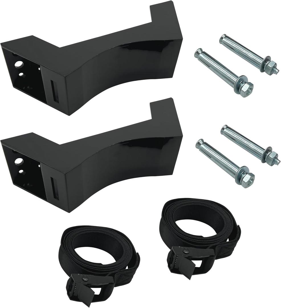 Cylinder Wall Mount Brackets, 2 Pack, with 2 Expansion Mounting Bolts, Easy Install, Durable ABS Plastic with 59" Straps, Propane Tank Holder/Nitrogen Tank Holder/Oxygen Tank Holder, (Black)