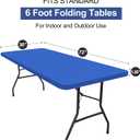homing Rectangle Table Cloth Cover, Waterproof Polyester Elastic Fitted Tablecloth, Fits for 6 Foot Folding Tables, Washable Table Protector for Picnic, Camping, Outdoor (Blue, 30" x 72")