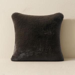 EVERGRACEHOME Luxury Soft Faux Chinchilla Fur Throw Pillow Cover 1 Piece, Decorative Plush Fluffy Cozy Mink Pillow Case 20"x20" for Couch, Square Cushion Cases for Sofa Bed Living Room, Espresso Mink