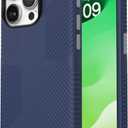 Speck iPhone 15 Pro Case - Drop Protection, Grip - Scratch Resistant, Soft Touch, 6.1 Inch Phone Case - Presidio2 Grip Coastal Blue/Dust Grey/White