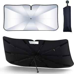 [2025 Upgrade] FLORICH Windshield Sunshade Umbrella Foldable Car Windshield Sun Shade Cover, [Nano-Ice-Crystal Coatings] Protect Interior from from UV Keep Car Cooler Medium(57" L x 32" W)