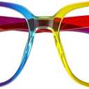 Oversized Square Blue Light Blocking Glasses for Women and Men - Gaming & Computer Anti-Fatigue (Rainbow)