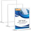 3 Pack Acrylic Sign Holder 8.5 x 11, Double-Sided Clear Sign Holder Plastic Stands for Display, T Shape Acrylic Table Sign Stands for Office Store Restaurants Wedding Party Decoration
