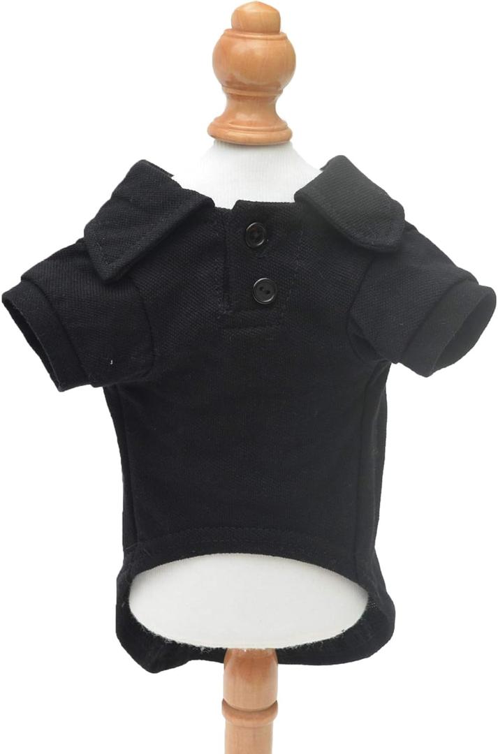 lovelonglong Basic Dog Polo Shirts Premium Cotton, Polo T-Shirts for Large Medium Small Dogs with a Two-Button Collar Blank Color Black M
