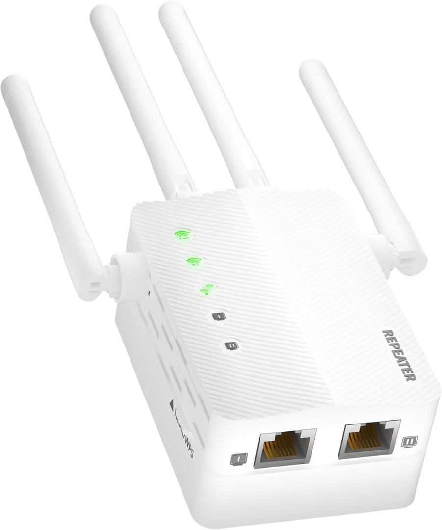 WiFi Extender & Repeater - Dual Band 2.4G/5.8G Wireless Signal Booster with Ethernet Port, Easy Setup for Home, Covers Whole House, Garage & Garden