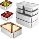 9-Piece Stainless Steel Food Storage Containers Set with Lids - 3 Large & 6 Small Metal Containers for Camping, Outdoor Picnic and Kitchen