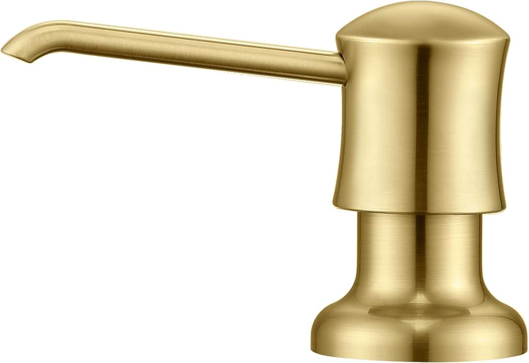 Brushed Gold Sink Soap Dispenser for Kitchen Sink (Gold Brushed),Dish & Hand Liquid Soap DispenserBuilt-in & Refill from Top Type (with Bottle)