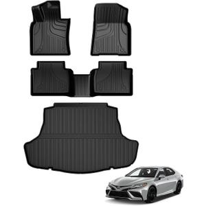 AOMSAZTO Floor Mats Compatible with Toyota Camry 2018-2024: All Weather Camry Rubber Floor Liners & Cargo Mat Set (Not fit AWD or Hybrid Models)
