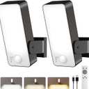 2 Pack Motion Sensor Outdoor Lights, 10000mAh Rechargeable Battery Operated Outdoor Lights with Remote, 3 Modes with Red Alert, Dimmable & 3CCT, Outdoor Security Lights for Porch, Backyard, Garage