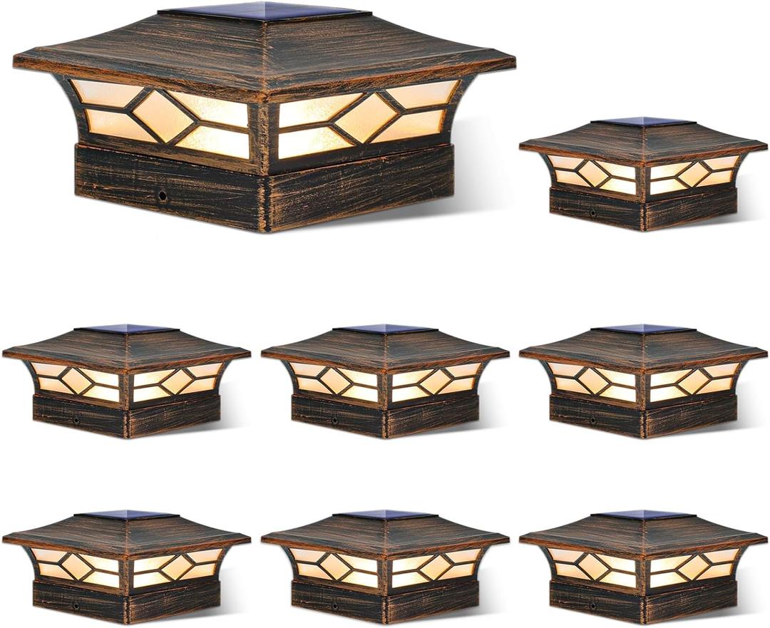 Solar Post Cap Lights Outdoor 8pack, Waterproof Solar Powered Deck Fence Post Lights for 4x4 Wood/Vinyl Posts, Solar Outdoor LED Light with Cool/Warm Lighting (Brushed Copper, 8pack) Solar Post Cap Lights Outdoor 8pack, Waterproof Solar Powered Deck Fence Post Lights for 4x4 Wood/Vinyl Posts, Solar Outdoor LED Light with Cool/Warm Lighting (Brushed Copper, 8pack)