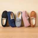 HomeTop Women's Moccasins House Slippers Memory Foam Indoor Outdoor Ladies Shoes, 10 US 