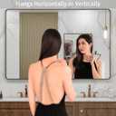 LOAAO 48”X32” Bronze Bathroom Mirrors for Vanity, Rounded Rectangle Brushed Bronze Metal Frame Mirror, Anti-Rust, Tempered Glass, Hangs Horizontally or Vertically