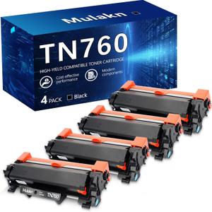 TN760 for Brother TN760 Toner Cartridges Used to MFC-L2750DW MFC-L2710DW HL-L2350DW HL-L2395DW HL-L2370DW DCP-L2550DW Printer High Yeild Black  4PK