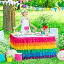 JEVIX 6ft Table Skirt Rainbow Tablecloth Unicorn Tutu Table Skirt for Rectangular Table Birthday Party Decoration