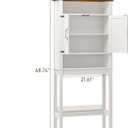 Halitaa Over The Toilet Storage Cabinet, Farmhouse Over Toilet Bathroom Organizer with 2 Barn Doors, Narrow Above Toilet Storage Cabinet, Behind Toilet Bathroom Organizer, White and Brown