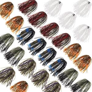 Silicone Jig Skirt Spinnerbait Fishing Bait Buzzbaits Spoon Blade Squid Replacement DIY for Bass Fishing - 50 Strands 12/24 Bundles