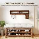 Bench Cushion 39 inches,Indoor/Outdoor Non-Slip Tufted Cushions, Premium Waterproof Linen, Soft Piano Sofa Cushions, High-Density Memory Foam(White-39x19 x 4 in)