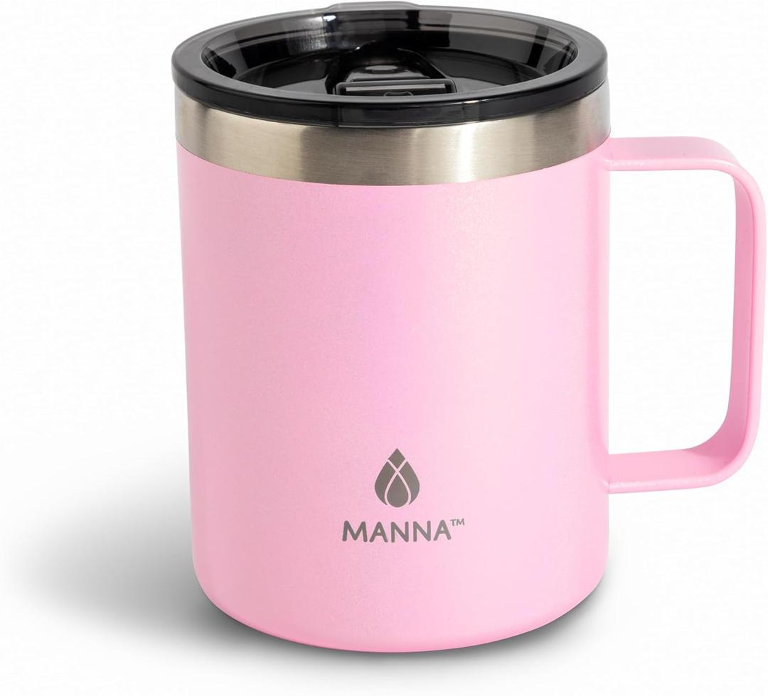 Manna Bluff Mug with Splash-proof Sliding Lid - 12 Oz - Vivid Pink