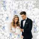 White Bride Balloons 40 inch with Ribbon Bows, Bachelorette Bride To Be Embroidered Veil, White Headpiece, Bachelorette Party Decor, Wedding Party, Engagement Party, Bridal Photo Booth