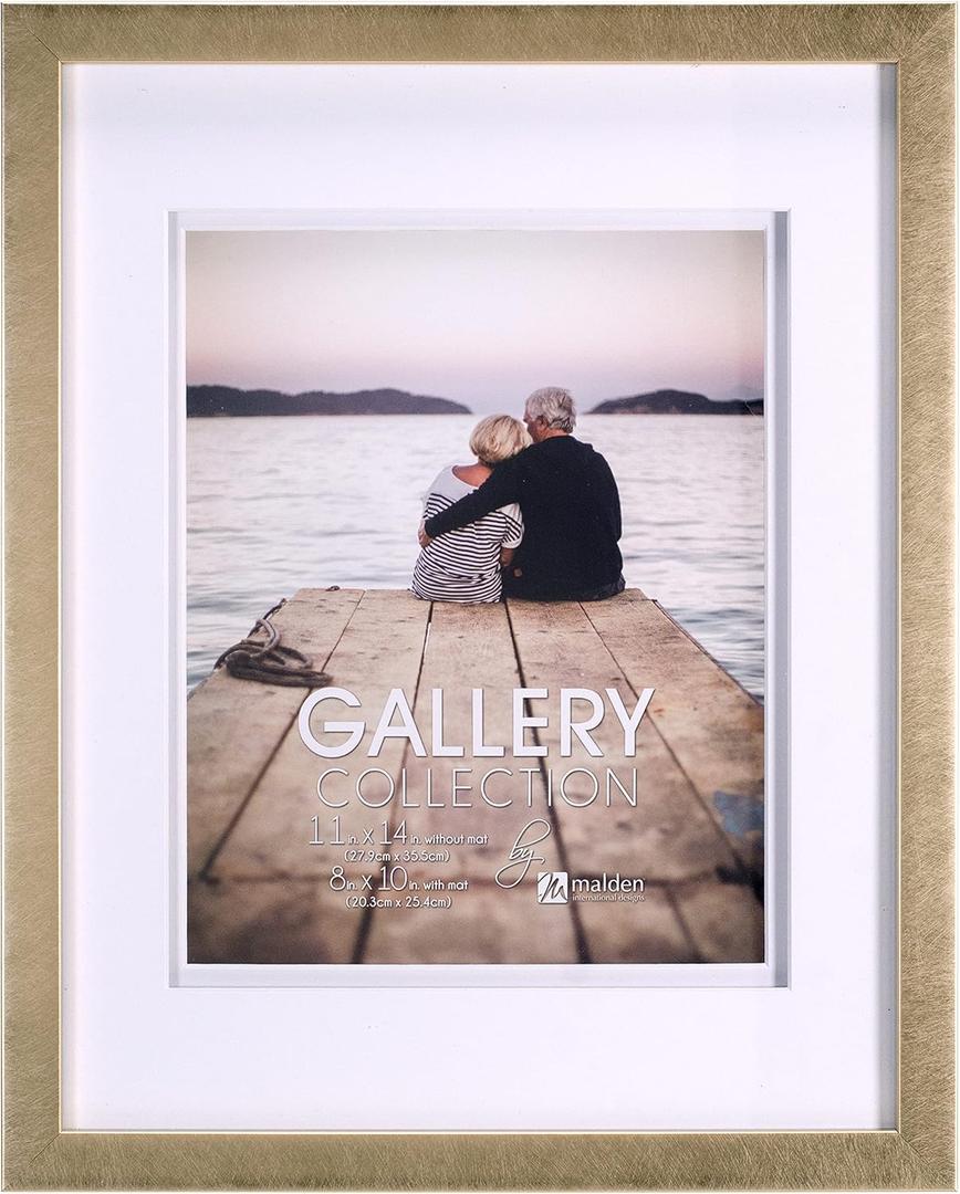Malden International Designs 11x14 Matted To 8x10 Metallic Gold Matted Picture Frame