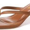 Women's Kitten Heels Sandals Square Open Toe Flip Flop Heels 1.8-2 Inch Heeled Sandals for Women (6.5, Brown)