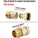 HQMPC Garden Hose Quick Connect Solid Brass Quick Connector Garden Hose Fitting Water Hose Connectors 3/4 inch GHT (2SETS)