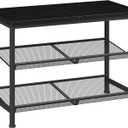Shoe Rack for Entryway, 3-Tier Metal Shoe Rack with Storage Shelves and Spacious Top, Adjustable, It can accommodate 10-12 Pairs of Shoes,Black